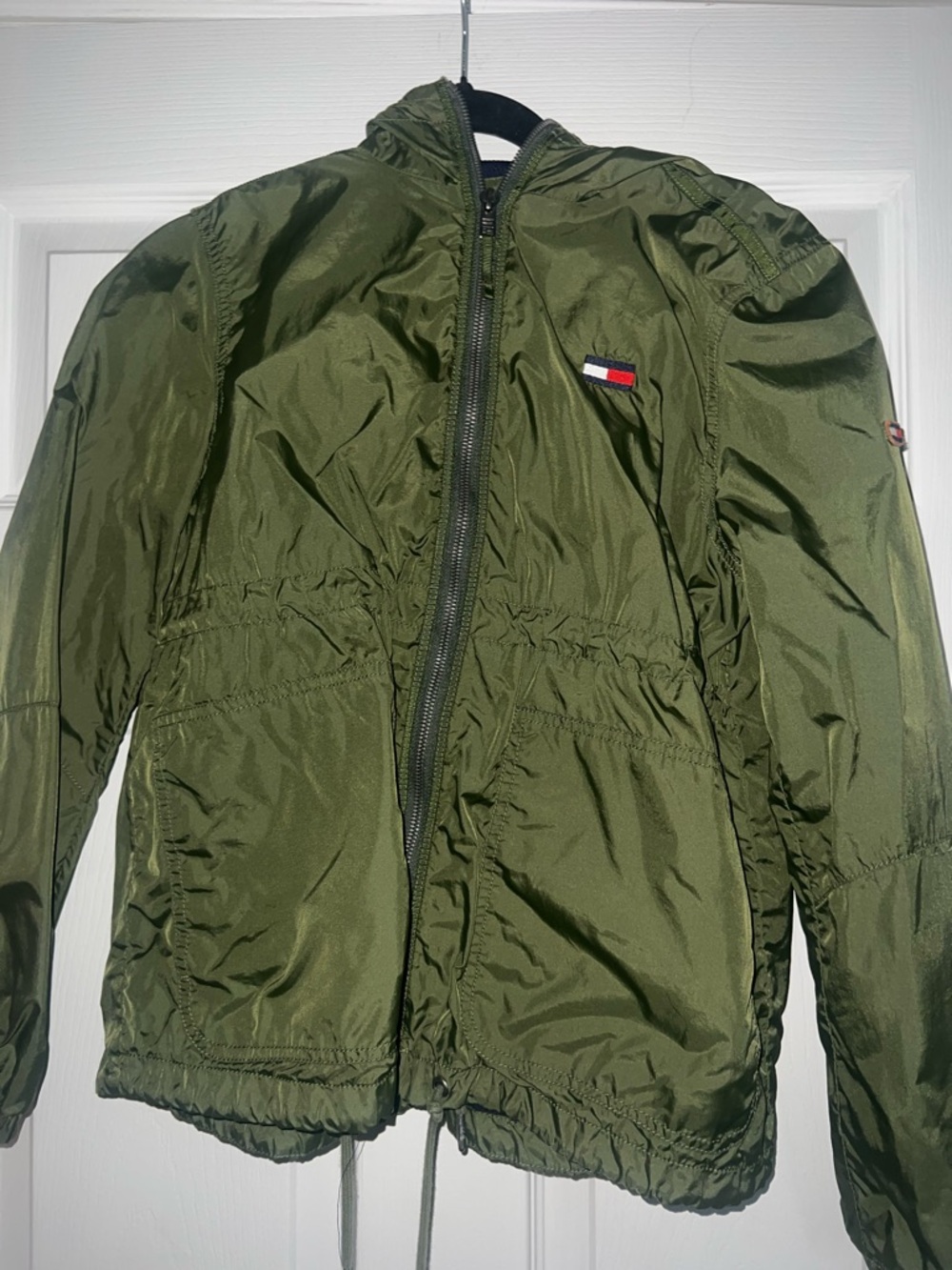 Tommy Hilfiger Olive Hooded Packable Windbreaker Jacket